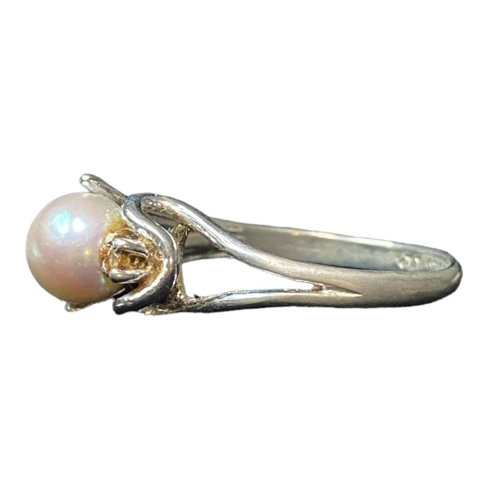 Ring Pearl Quartz Size 8.5 Vintage Jewelry Sterling Silver Stamped STER